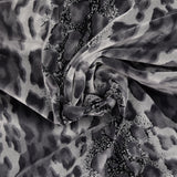 Velours de coton ras imprimé léopard gris