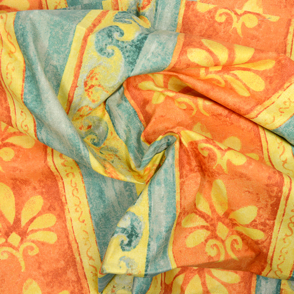 Coton imprimé provençal orange et jaune