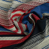 Tweed fantaisie en coton rouge et bleu