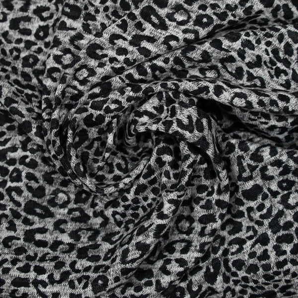 Maille fine polyviscose léopard gris et noir