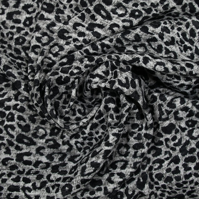 Maille fine polyviscose léopard gris et noir