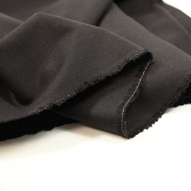 Tissu tailleur laine et élasthanne fines rayures fond acajou
