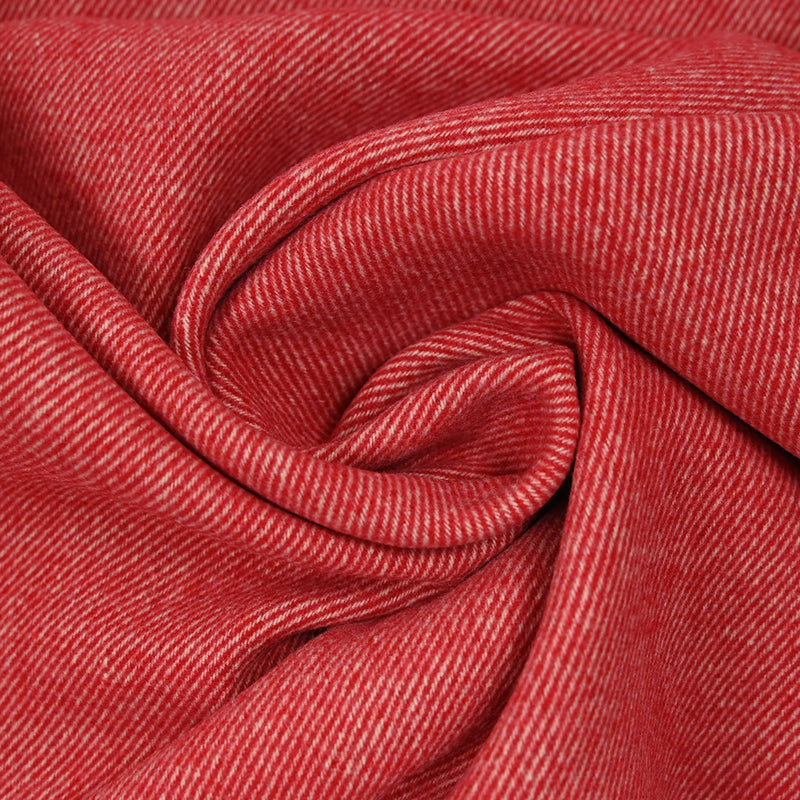 Sergé de laine mélangée rouge et blanc