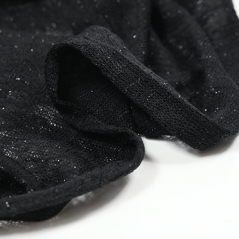 Maille de polyester rayures lurex fond noir