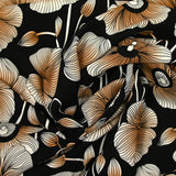 Viscose imprimée fleurs nervurés fond noir