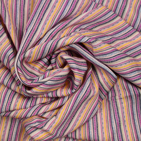Viscose imprimée lurex rayures nuance de rose