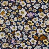 Viscose imprimée jardin de fleurs fond bleu nuit