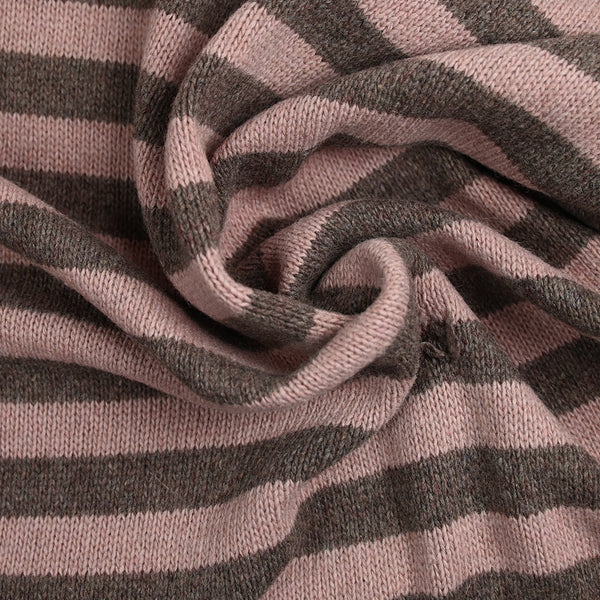 Maille laine rayée épaisse rose et brun