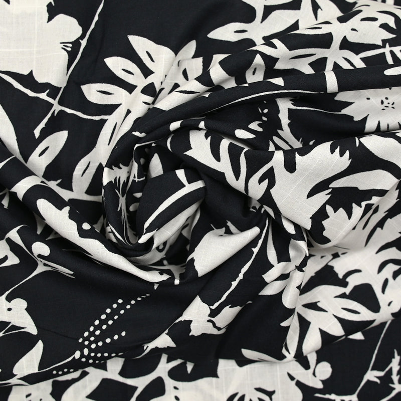 Woven cotton Linen Aspect Printed rest in black and white nature