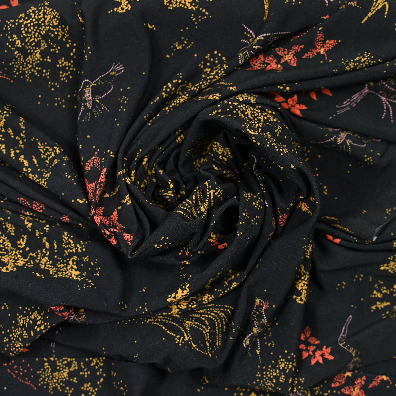 Jersey de polyester imprimé pointillisme fond noir