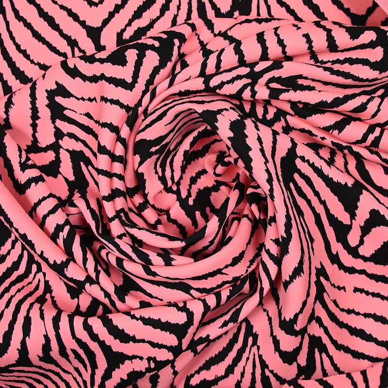 Impresión de crepe pesada en negro y rosa fluorescente