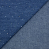 Chambray de coton orné de strass fond bleu moyen