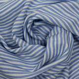 Toile de coton lurex rayée et ajourée bleu et blanc