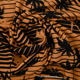 Print viscose palm trees and brown and black stripes