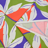 Satin de coton élasthanne palmier orange et vert