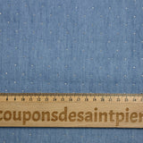 Chambray de coton orné de strass fond bleu clair