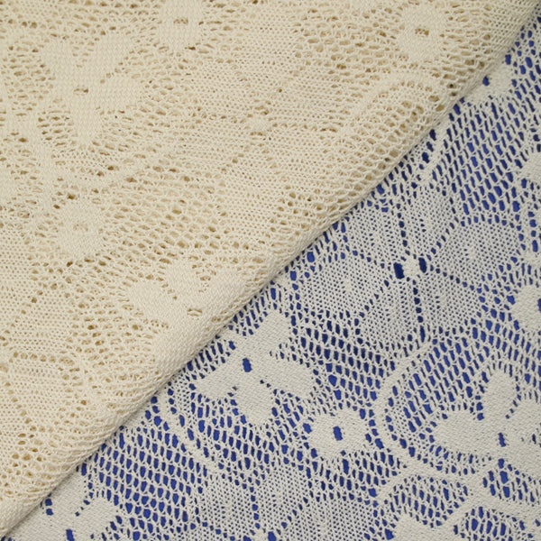 Dentelle polyester effet tricot Lola fond écru