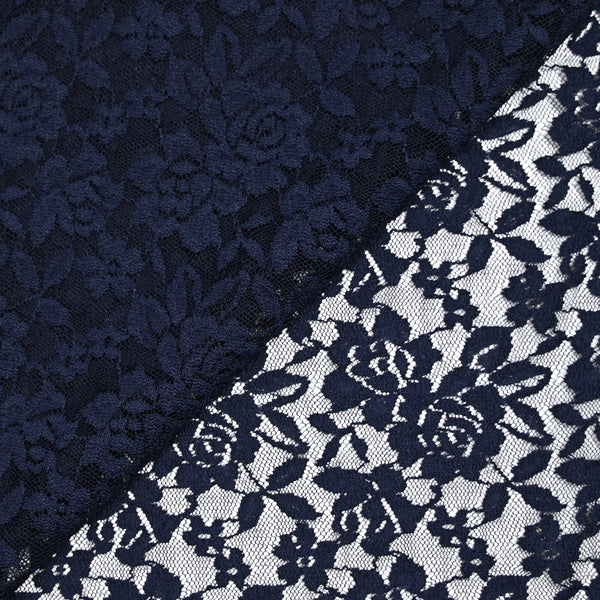 Dentelle polyester Roseraie fond marine