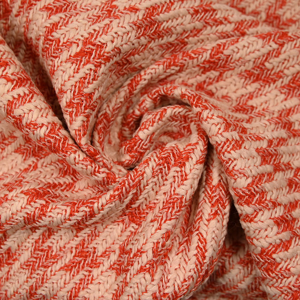 Laine mélangée pied-de-coq fantaisie orange et écru