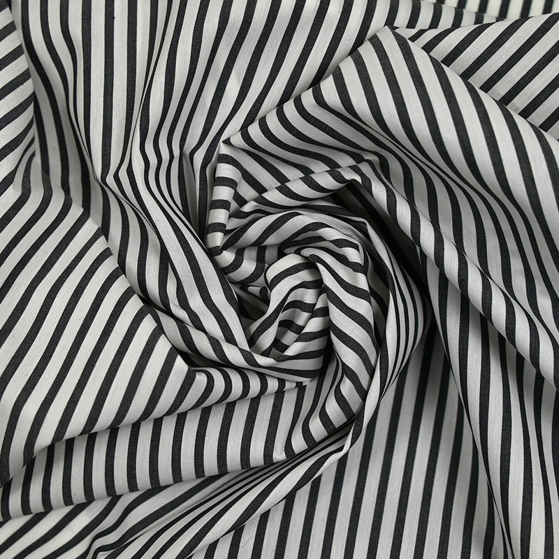Coton chemise rayé noir et blanc