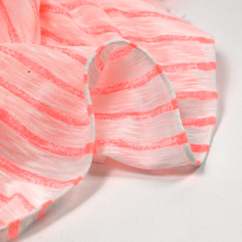 Maille ajourée flammée polyester rayures orange fluo