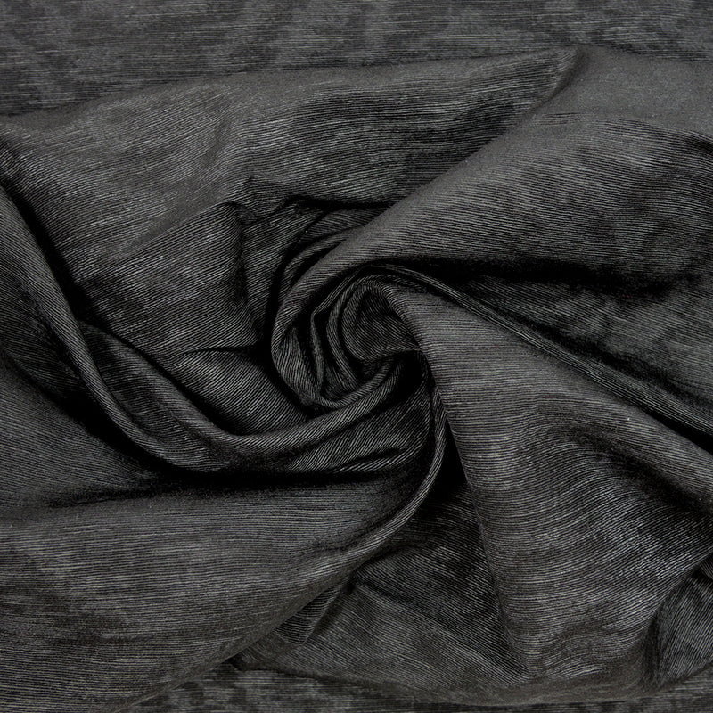 Tissu moire en laine, viscose et coton rayé noir