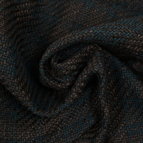 Tweed de polyester marron foncé et bleu canard