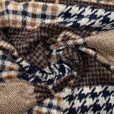 Laine mélangée patchwork pied-de-poule et carreaux camel et marine