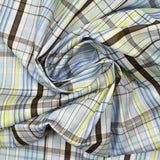 Blue, yellow and brown print cotton