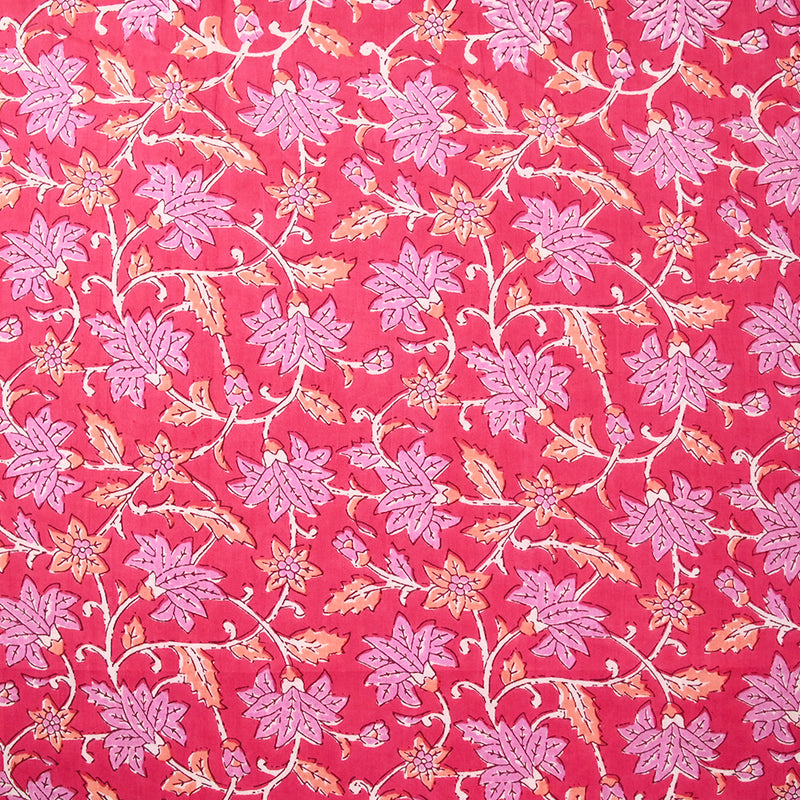 Jaipur Mauve con estampado de algodón indio y albaricoque de fondo rosa