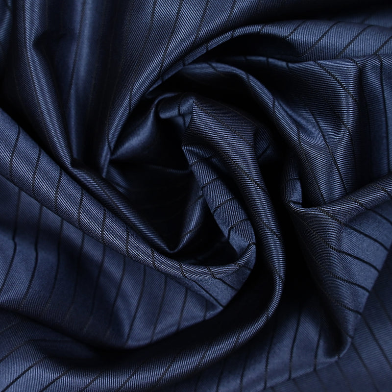 Twill de polyester rayé bleu marine