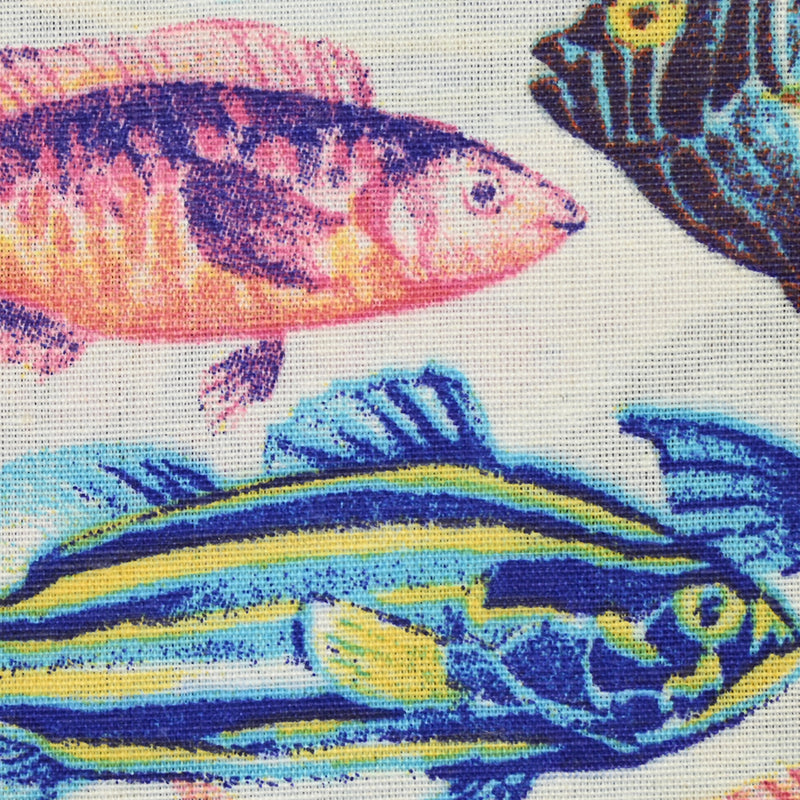 Multicolored fish printed polycoton