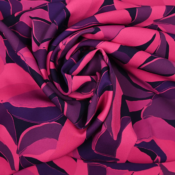 Crêpe lourd imprimé cocon floral fuchsia