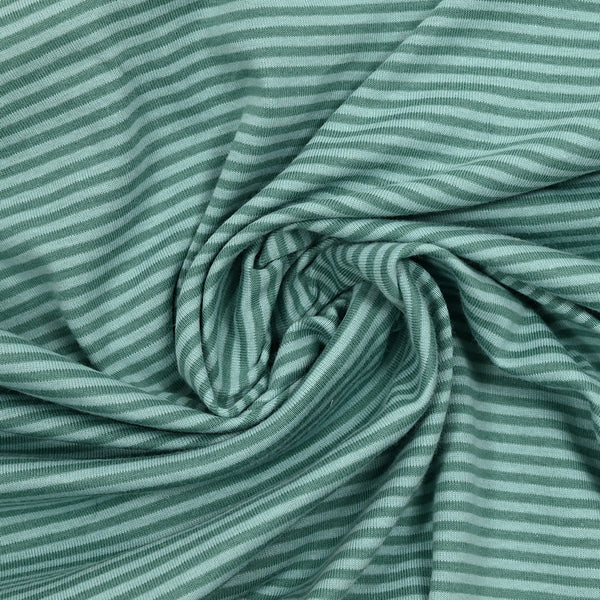 Jersey de algodón a rayas 3 mm verde y azul pálido
