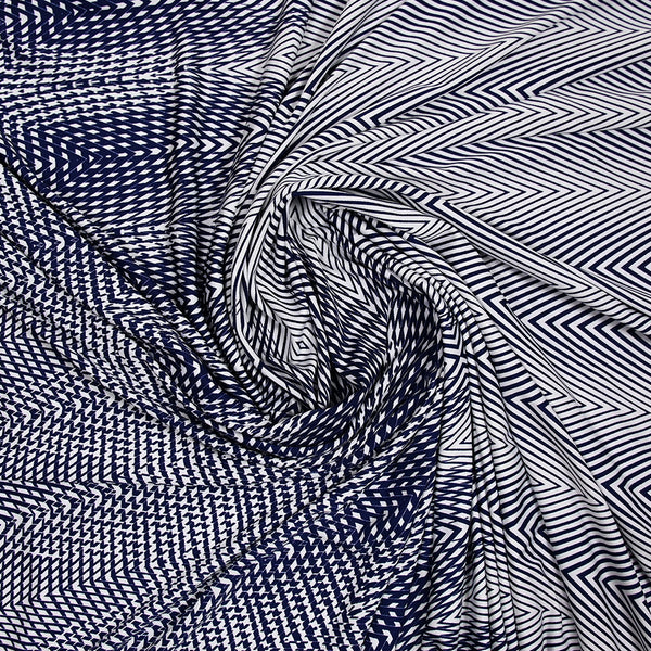 Jersey polyester optique marine et blanc
