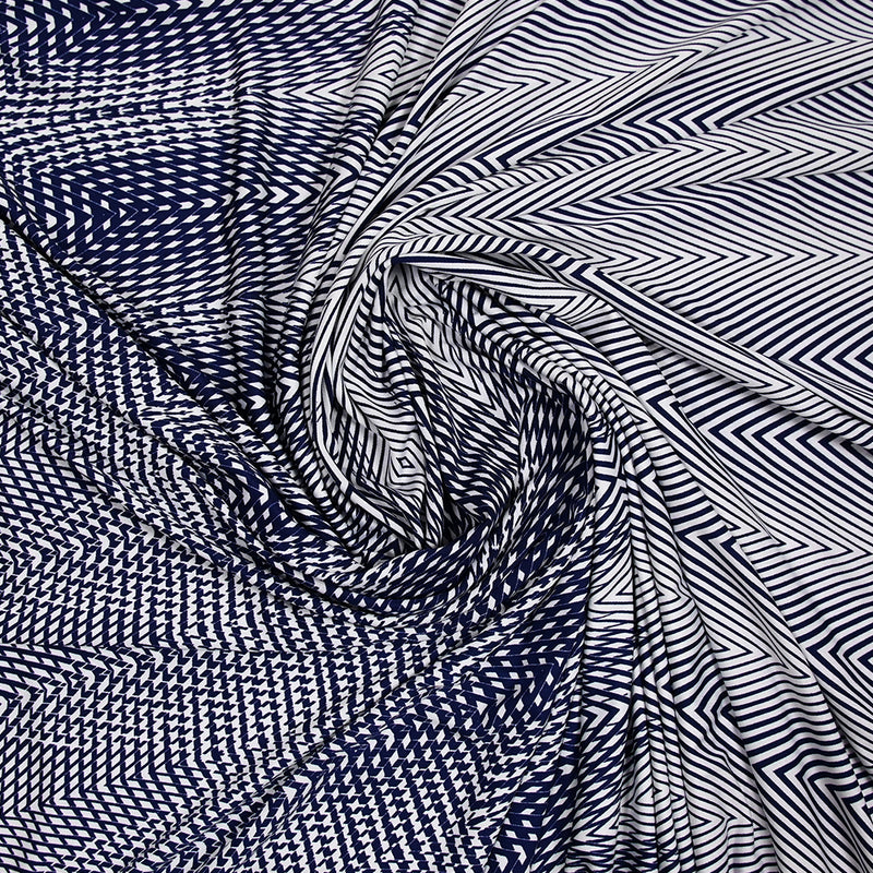 Jersey polyester optique marine et blanc