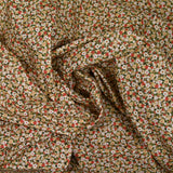Printed cotton blossoming green, red and beige