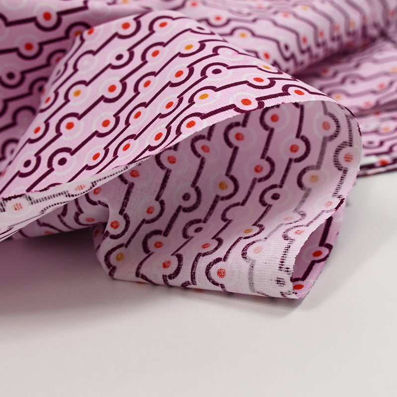 Cotton poplin printed circles and pink backgrounds