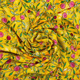 Viscose imprimée olivier fond moutarde