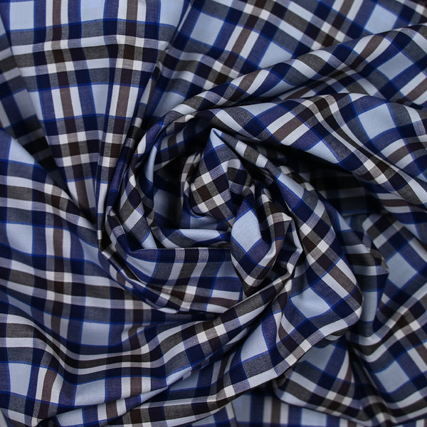 Coton chemise à carreaux bleu et marron