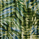 Polyester imprimé fougères fond vert et bleu