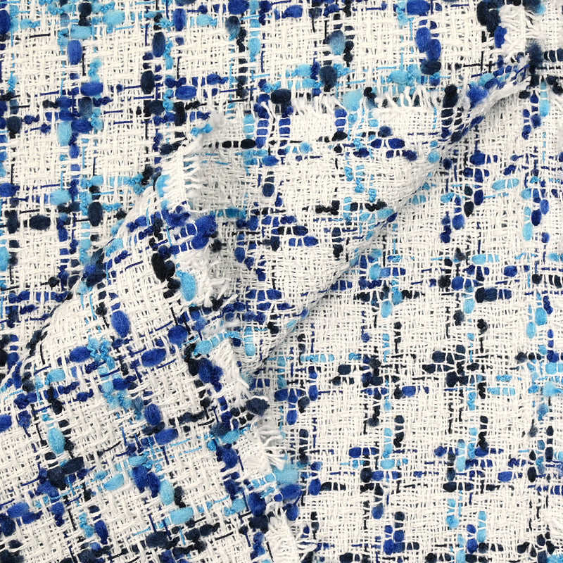 Tweed de polyester Capucine bleu