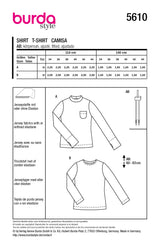 Patron Burda n°5610 : T-shirt