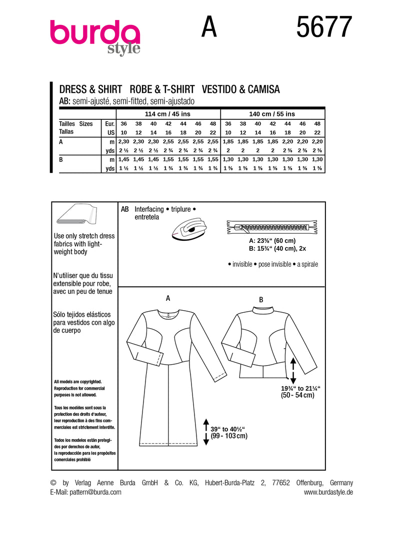 Patron Burda n°5677 : Robe & T-shirt