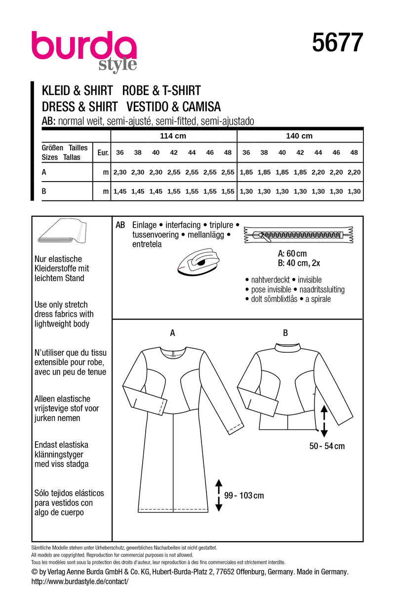 Patron Burda n°5677 : Robe & T-shirt