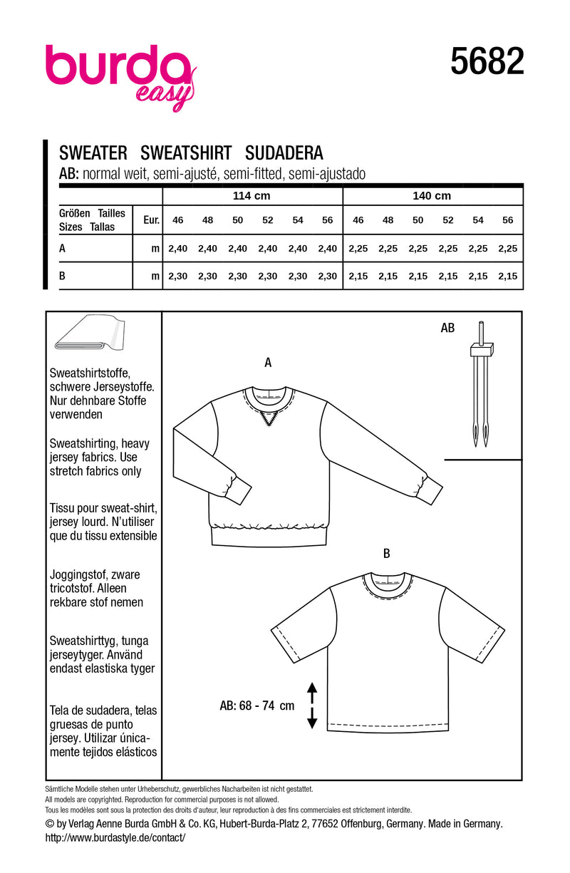 Patron Burda n°5682 : Sweatshirt