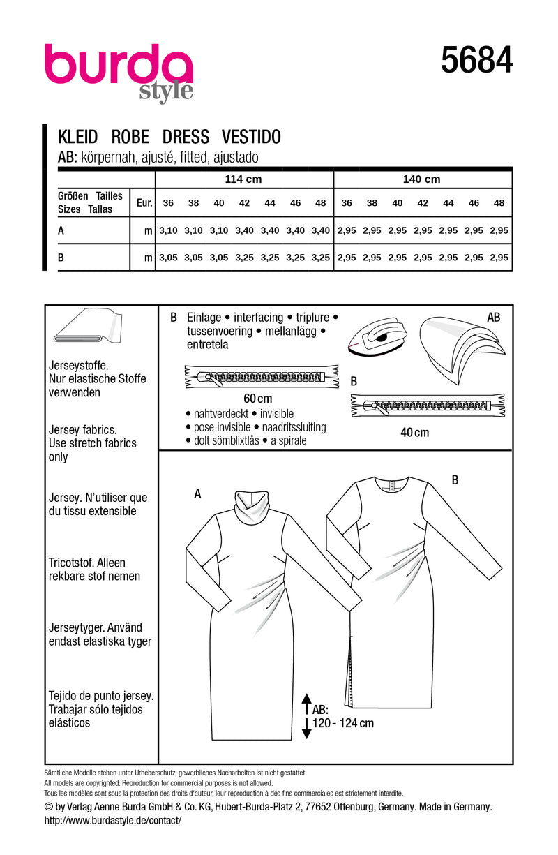 Patron Burda n°5684 : Robe