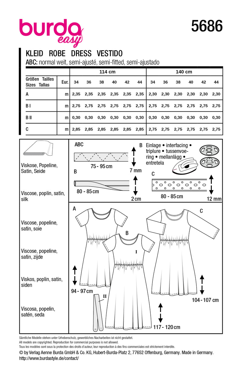 Patron Burda n°5686 : Robe