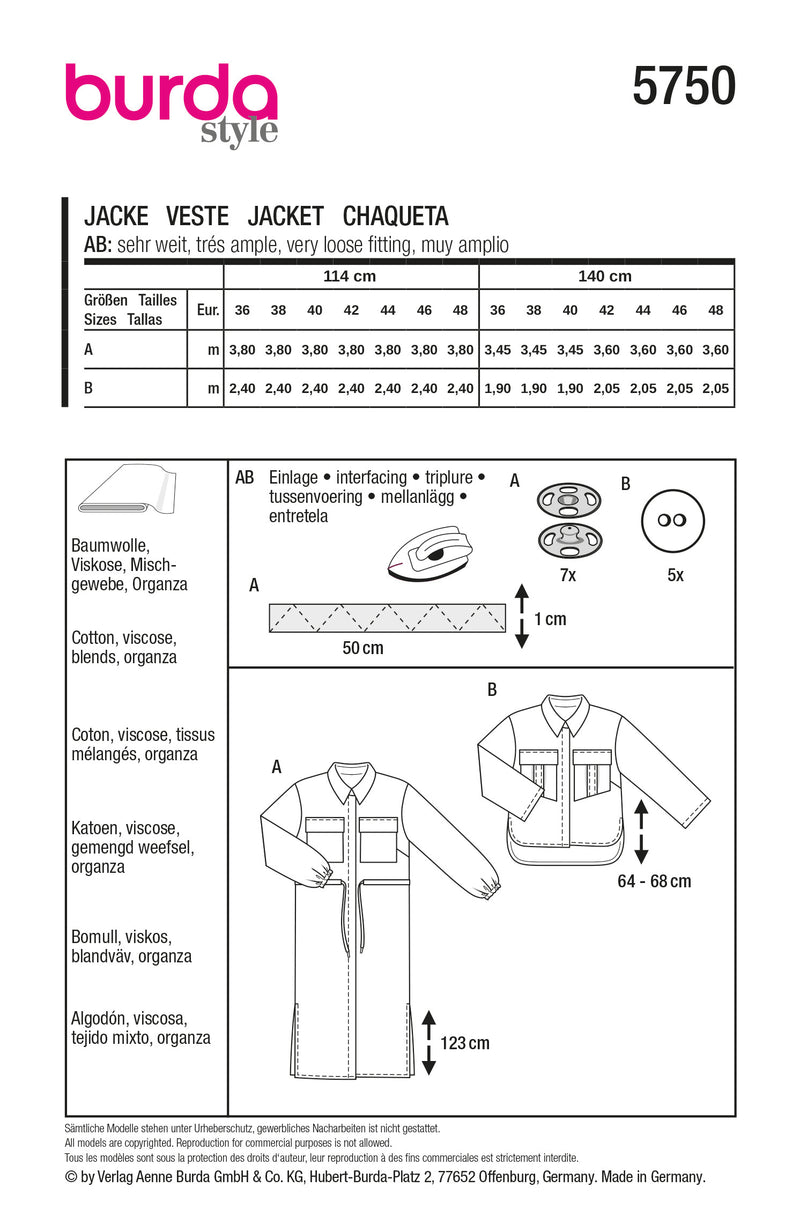 Patron Burda n°5750 : Robe