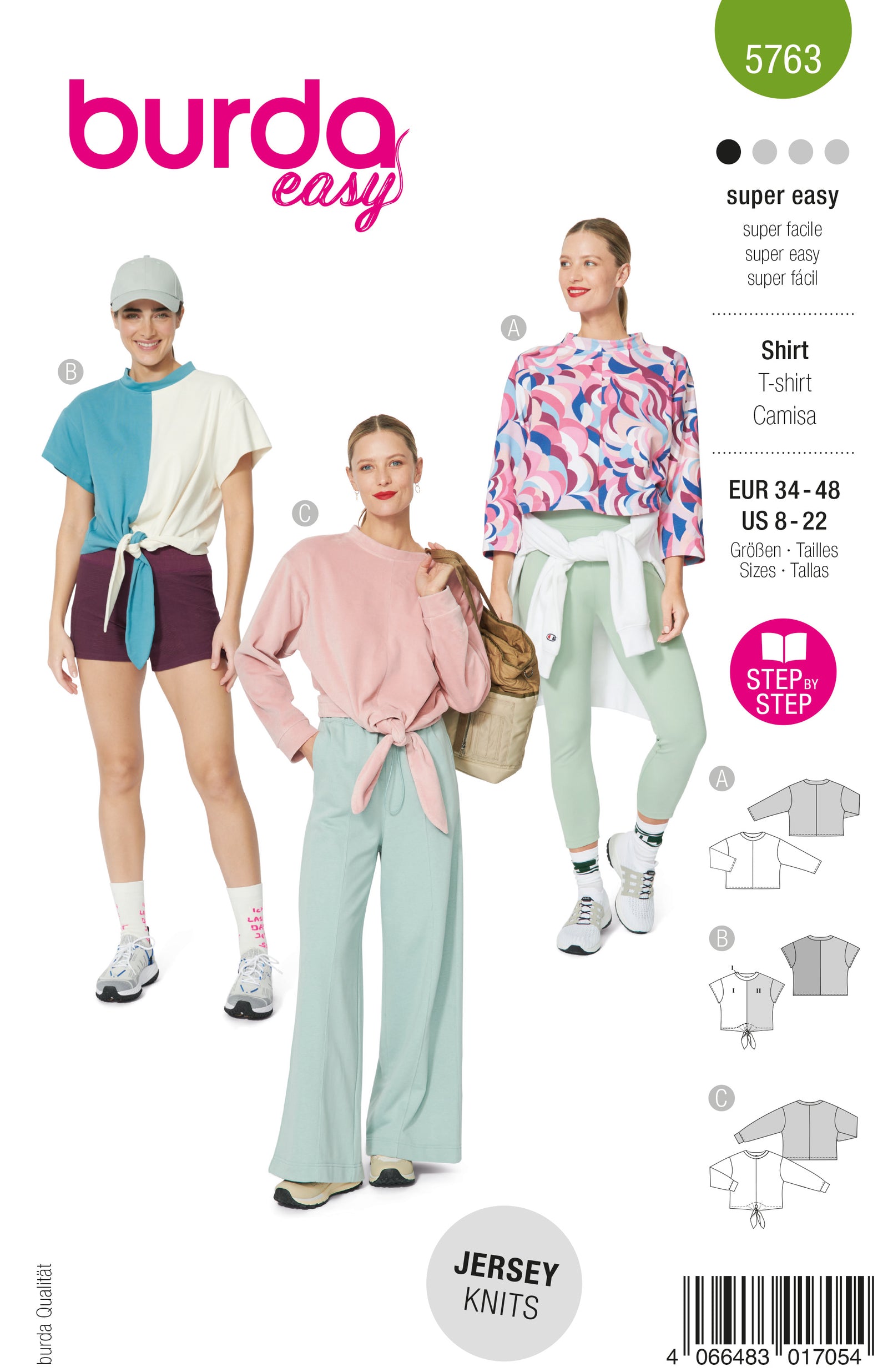 Patron De Couture BURDA N°6276 - Blouse Et T-shirt, Tailles 36 à 46 - Copie Couleur